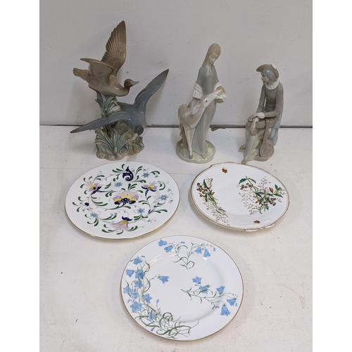 248 - Ceramics to include LLadro no 4759 ducks flapping, a Coalport pageant plate, a Cacades figure and ot... 