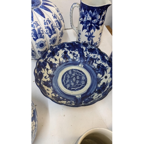 251 - A collection of ceramics to include a Japanese Imari bowl, a Forester Phoenix ware blue and white va... 