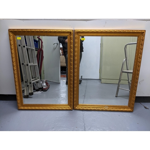 298 - A pair of contemporary gilt framed wall mirrors with rectangular plate glass Location:A3B
If there i... 