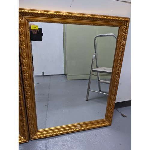 298 - A pair of contemporary gilt framed wall mirrors with rectangular plate glass Location:A3B
If there i... 