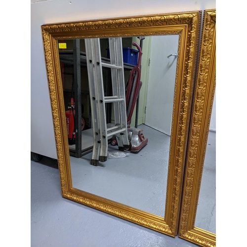 298 - A pair of contemporary gilt framed wall mirrors with rectangular plate glass Location:A3B
If there i... 