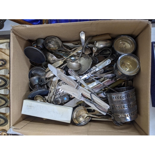 345 - A large collection of boxed cutlery to include canteen of cutlery all silver plate and EPNS to inclu... 