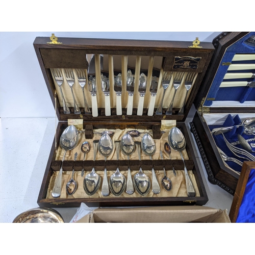 345 - A large collection of boxed cutlery to include canteen of cutlery all silver plate and EPNS to inclu... 