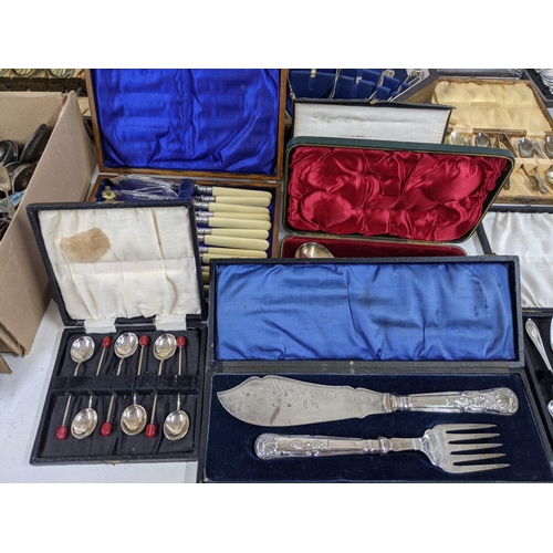 345 - A large collection of boxed cutlery to include canteen of cutlery all silver plate and EPNS to inclu... 