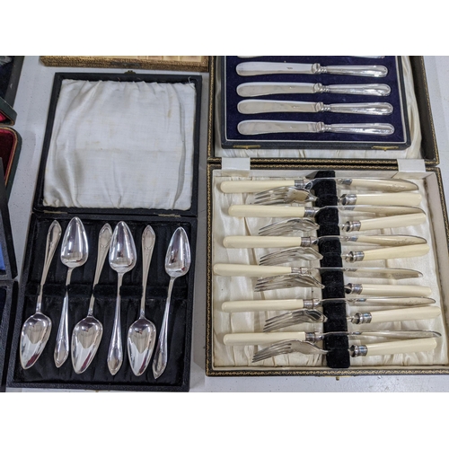 345 - A large collection of boxed cutlery to include canteen of cutlery all silver plate and EPNS to inclu... 