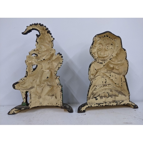 348 - A pair of Victorian cast iron door porters fashioned as Punch & Judy on stepped plinths
Location A2B... 