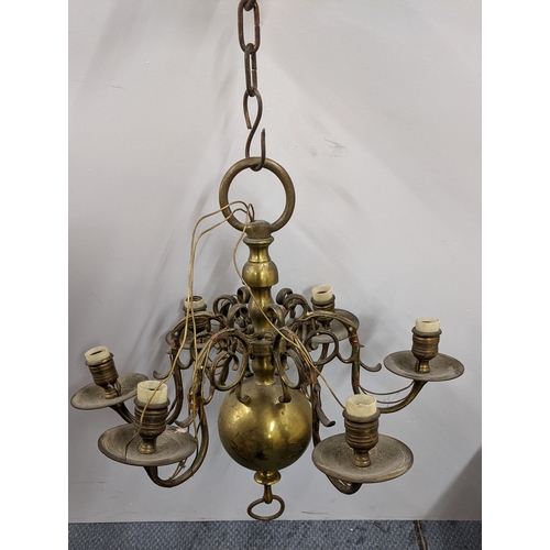 401 - A cast brass six branch chandelier with scroll framed branches
Location:A1F
If there is no condition... 