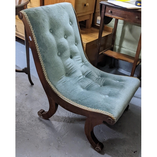 404 - An early 20th century mahogany slipper chair having button back upholstery and cabriole legs
Locatio... 