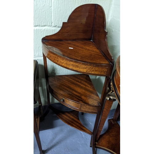 405 - A George III mahogany corner wash stand together with a Pembroke table
Location:G
If there is no con... 