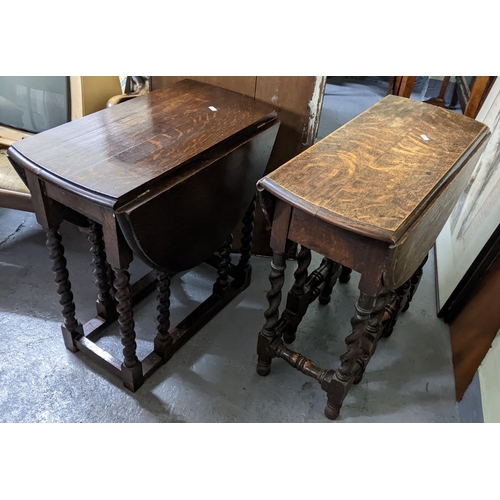 407 - Two 1930's oak barley twist gateleg tables
Location:G
If there is no condition report shown, please ... 