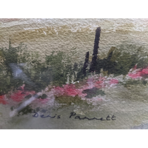 321 - Dennis Parnett - three watercolours, Autumn Mist/ Summer in the class of river landscape, signed art... 