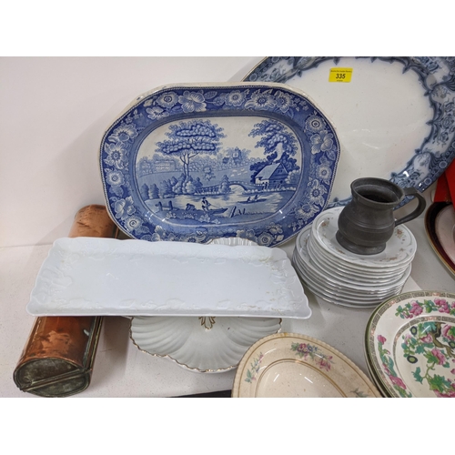 335 - A mixed lot of ceramics and China to include; a crystal bowl, Royal Worcester Regency pattern dinner... 