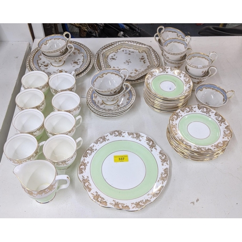 337 - A collection  of late 19th /early 20th century and later examples, come light green Diamond china wi... 