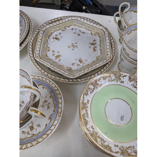 337 - A collection  of late 19th /early 20th century and later examples, come light green Diamond china wi... 