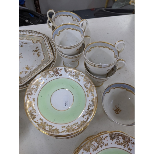 337 - A collection  of late 19th /early 20th century and later examples, come light green Diamond china wi... 