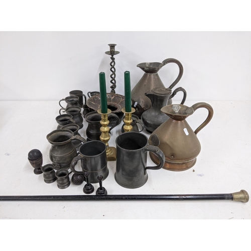 338 - Mixed metalware and pewter to include' jugs, candlesticks, tankards and other items
Location A4M
If ... 