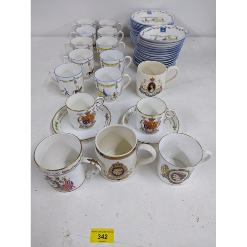 342 - Commemorative china to include ten cups, fifteen saucers and nineteen side plates, all of the same d... 