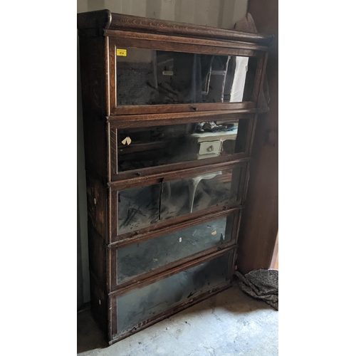 414 - An early 20th century Globe Wernicker oak five section bookcase, 149.5cm h x 86.5cm w
Location:RC
If... 