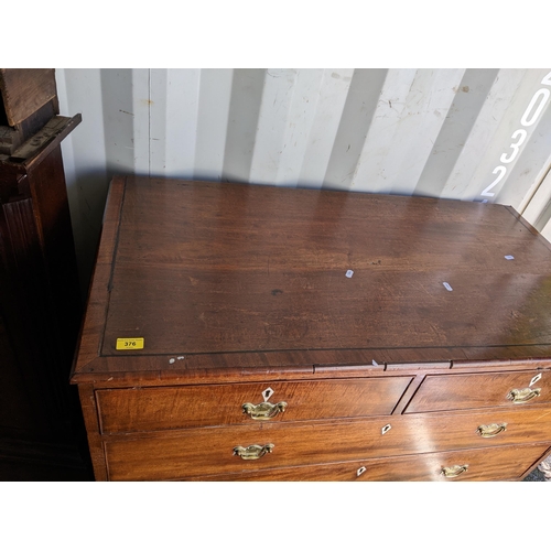 376 - A 19th century mahogany chest of two short and three long drawers , with bone escutcheons, on bracke... 