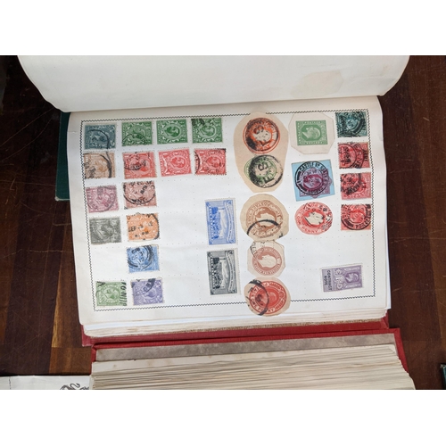 385 - Postage stamps form around the word in five albums to include British Penny Blacks, Chinese, America... 