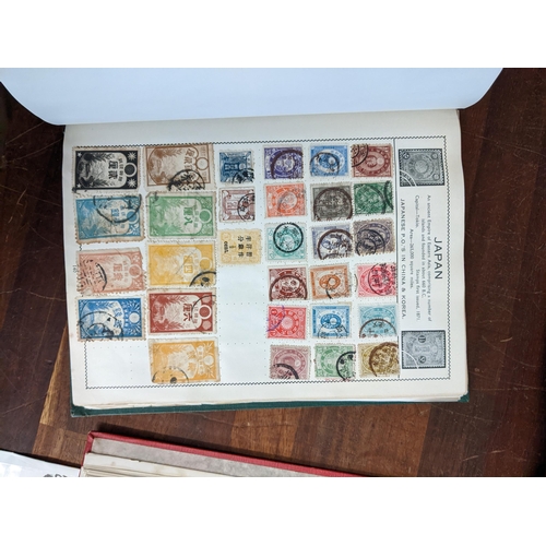 385 - Postage stamps form around the word in five albums to include British Penny Blacks, Chinese, America... 