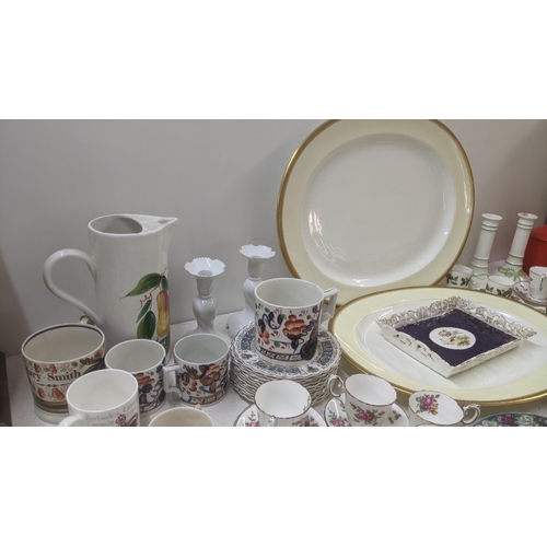 442 - Victorian and later ceramics to include a rectangular dish with pierced floral boarders and painted ... 