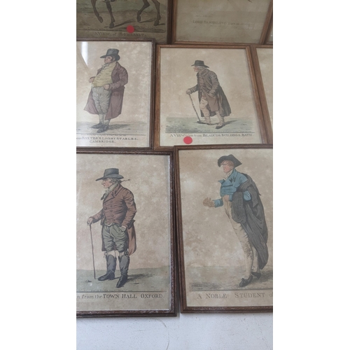 526 - Mixed 19th century coloured engravings of gentleman to include one example titled a Noble Student of... 