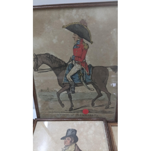 526 - Mixed 19th century coloured engravings of gentleman to include one example titled a Noble Student of... 