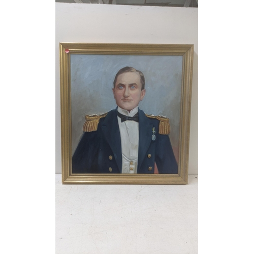 527 - An oil on canvas depicting a Naval gentleman in a gilt moulded frame, 68cm x 63cm
Location:LAF
If th... 