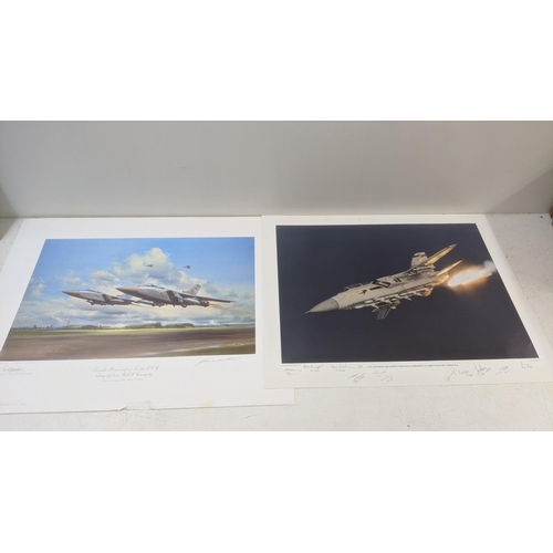 532 - Two unframed prints depicting Tornado F3 Aircrafts to include a limited edition signed Frank Wotton,... 