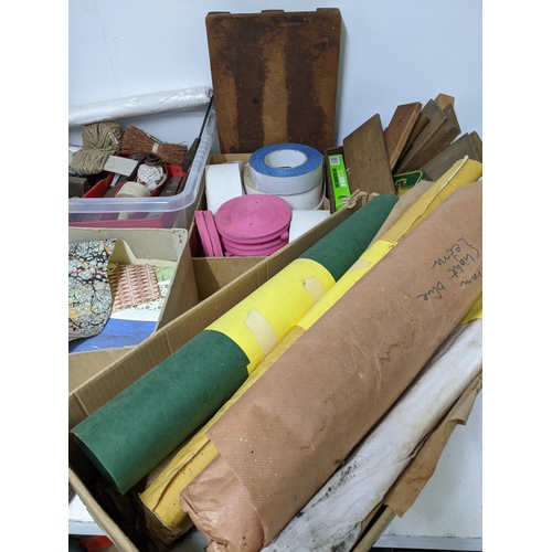 475 - A selection of bookbinders materials and accessories to include book, cloths, stain cords, headbands... 