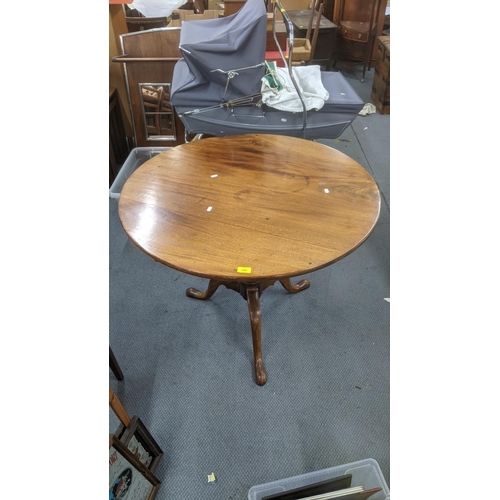 566 - 19th century mahogany tip-top table with a birdcage movement on a tripod base, and a 19th century ma... 