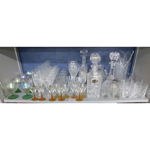 346 - A quantity of 20th Century domestic glassware to include cocktail glasses, a signed commemorative sp... 