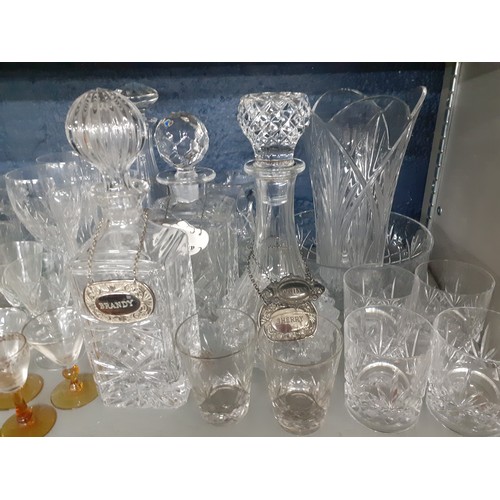 346 - A quantity of 20th Century domestic glassware to include cocktail glasses, a signed commemorative sp... 