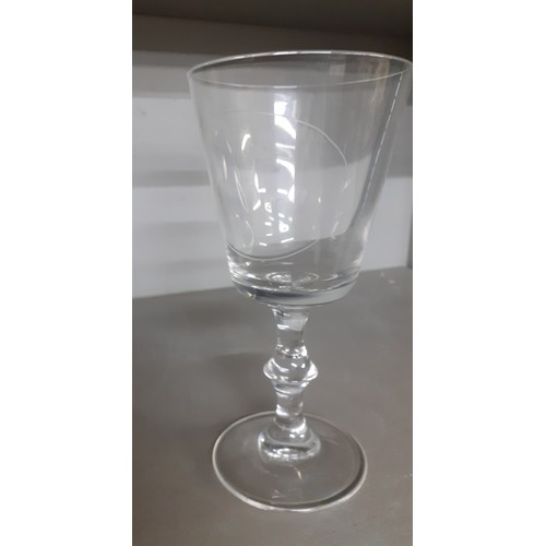 346 - A quantity of 20th Century domestic glassware to include cocktail glasses, a signed commemorative sp... 