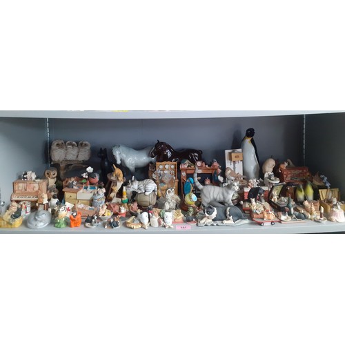 351 - A quantity of china and composition model animals to include a Beswick grey mare and Border Fine Art... 