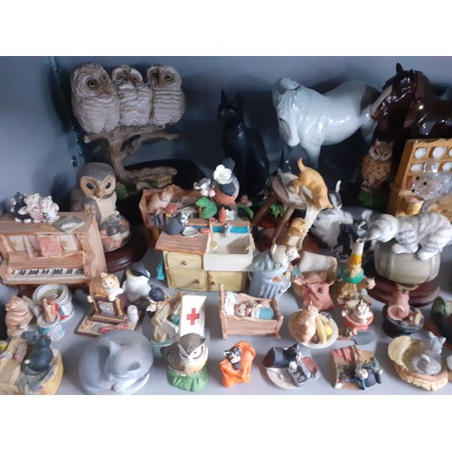 351 - A quantity of china and composition model animals to include a Beswick grey mare and Border Fine Art... 