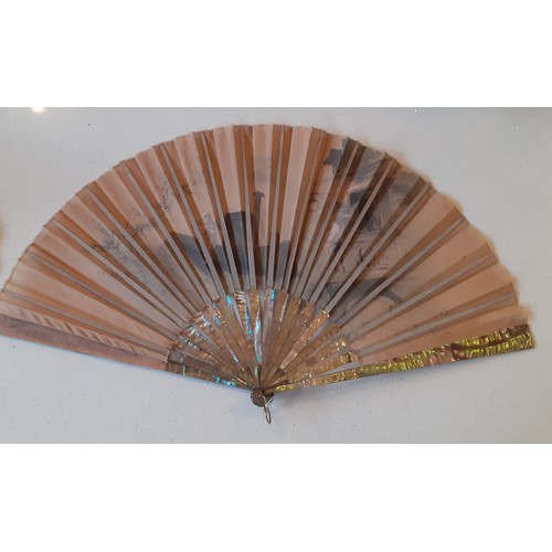 21 - A late 19th Century Houghton fan having 18 mother of pearl guards and sticks signed F.Houghton (Fran... 