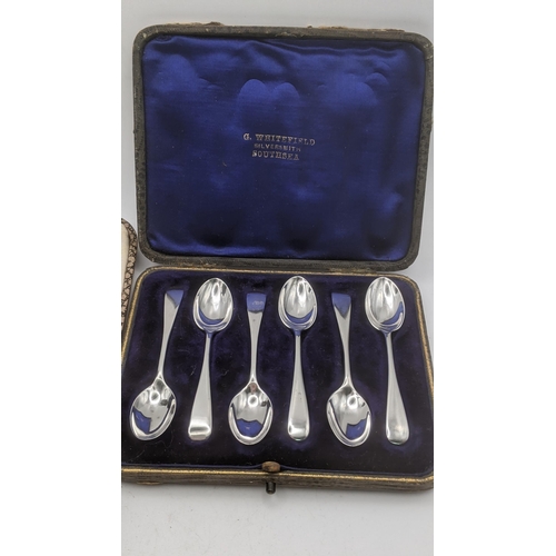 167 - Two sets of six silver coffee spoons to include one set hallmarked London 1909, both in fitted cases... 