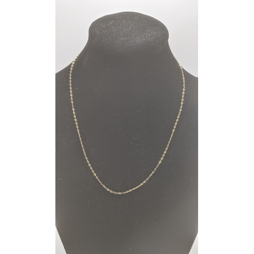 169 - Three ladies necklaces to include a 9ct gold fine link example, a 9ct gold necklace laced with jade ... 