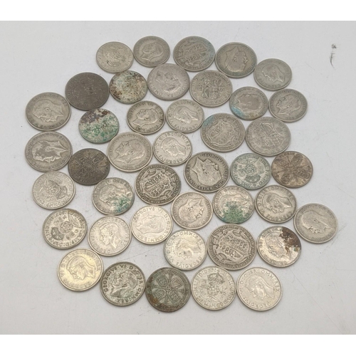 189 - A collection of 1920's/1946 British silver coinage to include Florins and others, total weight 507.4... 