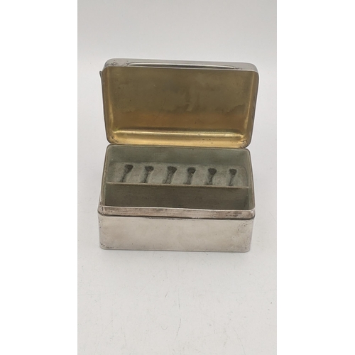 96 - A William Hutton & Sons silver rectangular ring box with fitted interior, hallmarked Birmingham 1903... 