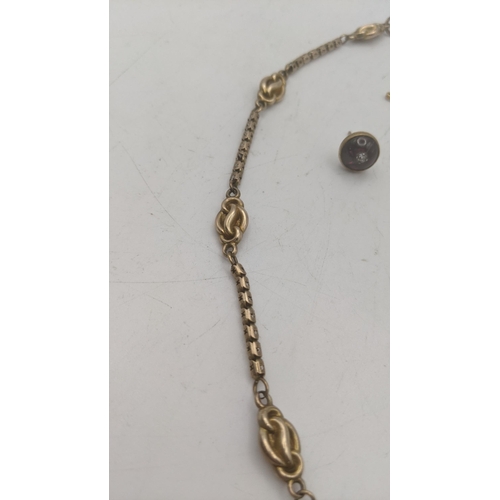 138 - A Victorian gold plated fancy link pocket watch chain having a yellow gold clasp tested as 9ct, alon... 