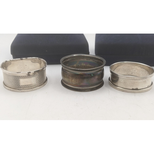 143 - Mixed silver napkin rings to include a pair of 2000 boxed examples, total weight 73.4g
Location:T
If... 