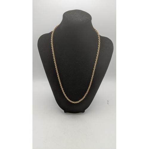 154 - A 9ct gold rope twist style necklace 10.1g A/F Location:CAB5
If there is no condition report shown, ... 