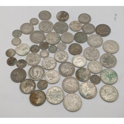 188 - A collection of 1920's/1946 silver British coinage to include half crowns and others, total weight 5... 