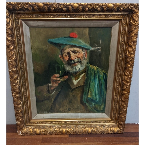 255 - Henri Pitcher - a Scottish man holding a glass, oil on canvas, signed, framed
Location:
If there is ... 