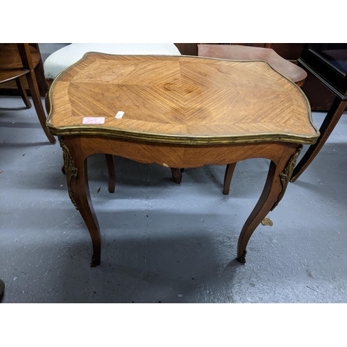 289 - A selection of small furniture to include a Kingswood table, Edwardian inlaid mahogany circular two ... 