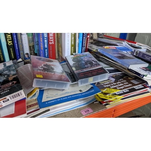 318 - A collection of railway and model railway related publications to include books, magazines VHSs, rec... 