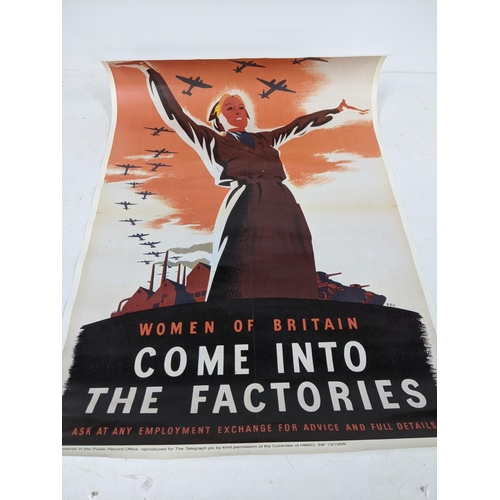 327 - Six reproduction WWII posters including 'Dig for Victory' and 'Let Us Go Forward Together' and other... 